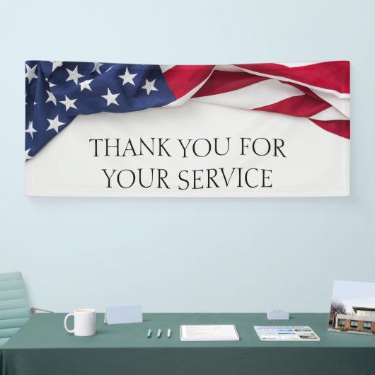 THANK YOU for your service American Flag  横断幕 (トレードショー)