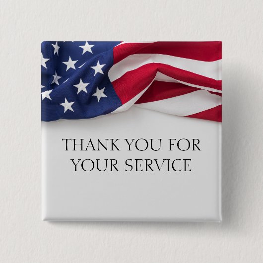 Thank You For Your Service American Flag  缶バッジ (正面)