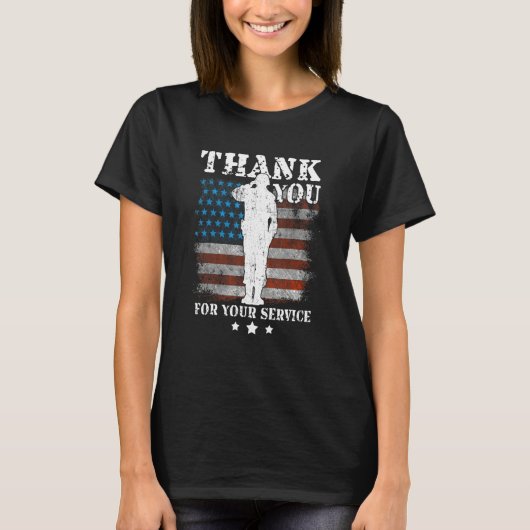 Thank You For Your Service American Flag Veterans  Tシャツ (正面)
