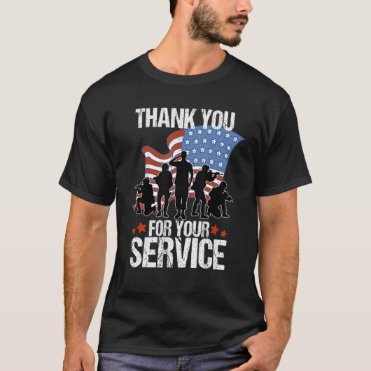 Thank You For Your Service American Flag Veterans  Tシャツ (正面)