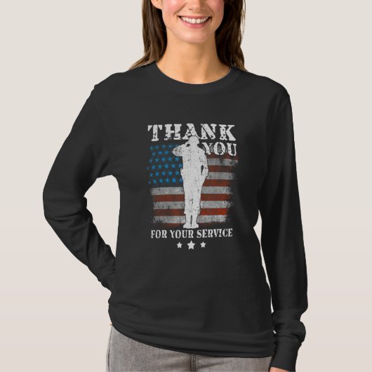 Thank You For Your Service American Flag Veterans Tシャツ (正面)