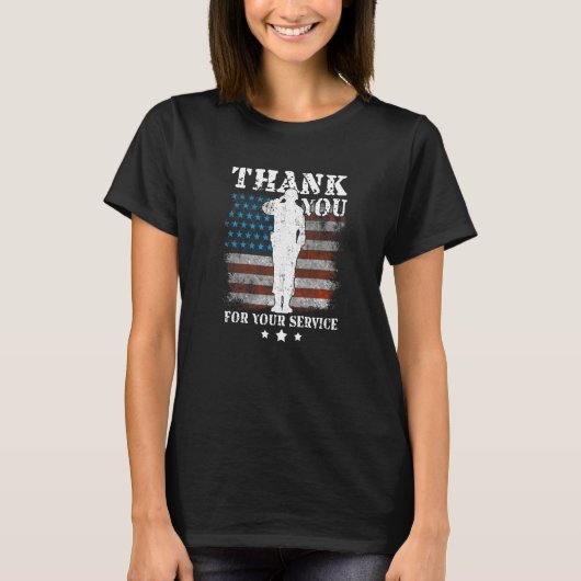 Thank You For Your Service American Flag Veterans  Tシャツ (正面)
