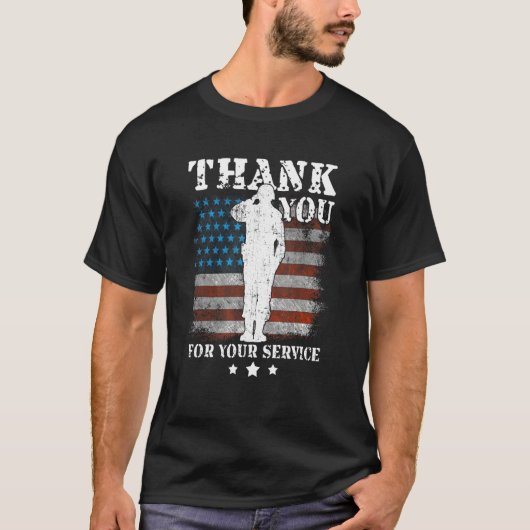 Thank You For Your Service American Flag Veterans  Tシャツ (正面)
