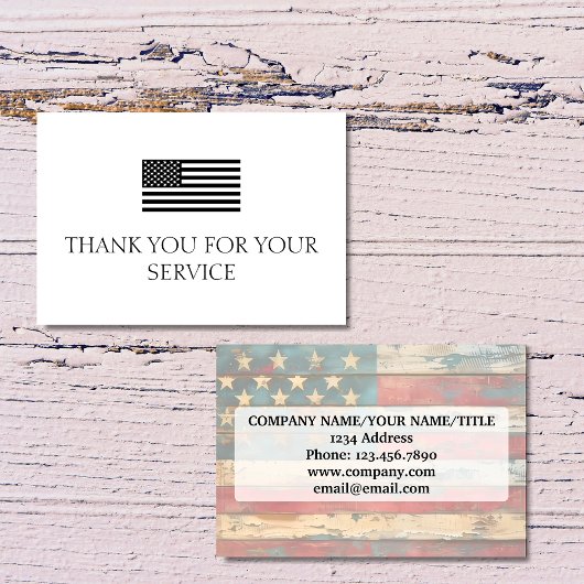 Thank You For Your Service Distress American Flag サンキューカード