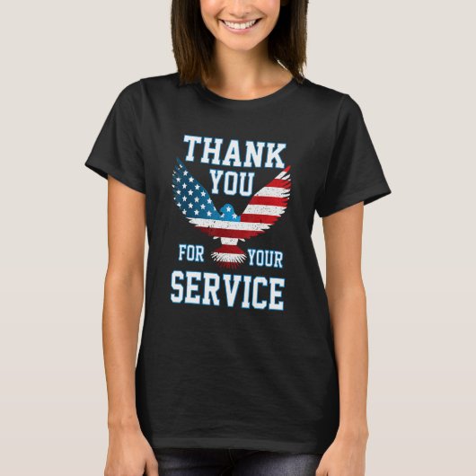 Thank You for your Service Patriotic Eagle Veteran Tシャツ (正面)