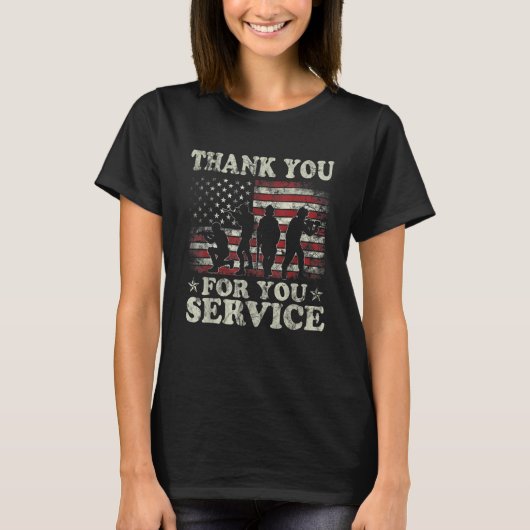 Thank You for Your Service  Patriotic Veterans Day Tシャツ (正面)