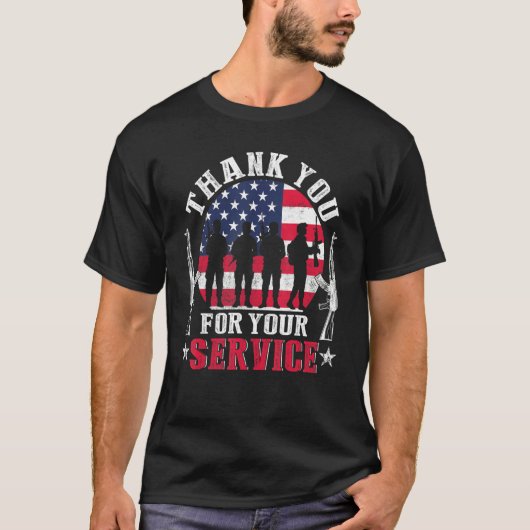 Thank You For Your Service Patriotic Veterans Day Tシャツ (正面)