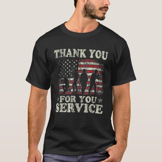 Thank You for Your Service  Patriotic Veterans Day Tシャツ (正面)