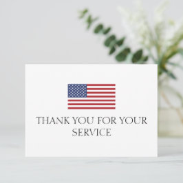 Thank You For Your Service Red blue American Flag サンキューカード