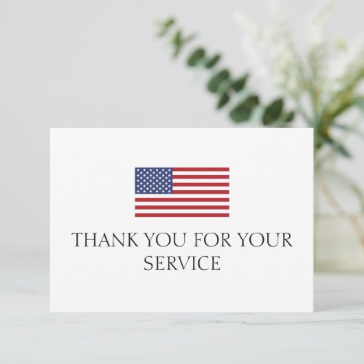 Thank You For Your Service Red blue American Flag サンキューカード (スタンド正面)