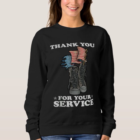 Thank You For Your Service Veteran US Flag Veteran スウェットシャツ (正面)