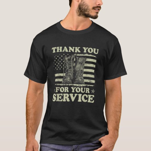Thank You For Your Service Veteran US Flag Veteran Tシャツ (正面)