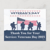 Thank You for Your Service: Veterans Day 2025 Hol シーズンポストカード (裏面)