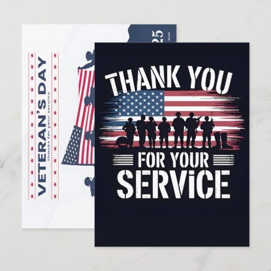 Thank You for Your Service: Veterans Day 2025 Hol シーズンポストカード (正面/裏面)