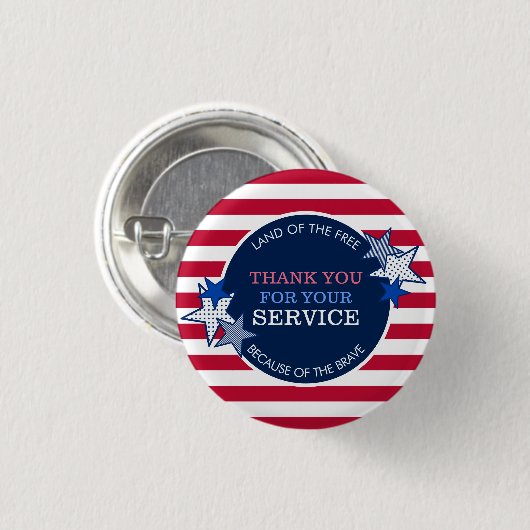 Thank You for Your Service Veterans Stars Stripes 缶バッジ (正面&裏面)