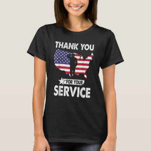 Thank You For Your Service Vintage American Flag V Tシャツ