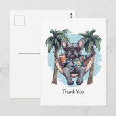 Thank You French Bulldog In Hawaiian Top ポストカード (正面/裏面)