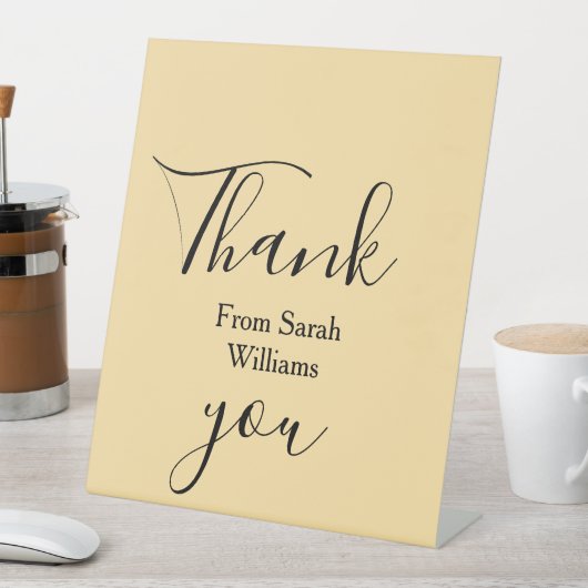 Thank you from add name yellow Pastel boho wedding 台座サイン (インサイチュ)