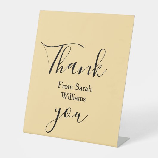 Thank you from add name yellow Pastel boho wedding 台座サイン (正面)