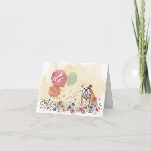 Thank You from You & Your Bulldog with Balloons サンキューカード (正面)