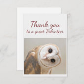  Thank You Fun Curious Barn Owl Bird Volunteer サンキューカード (正面/裏面)