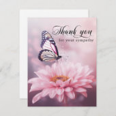 Thank you Funeral Butterfly Flower Pink | Photo サンキューカード (正面/裏面)