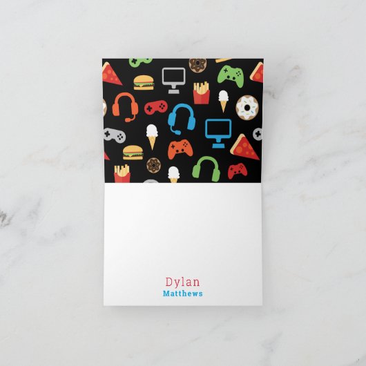 Thank You Gamer Video Game Pattern サンキューカード (内部)