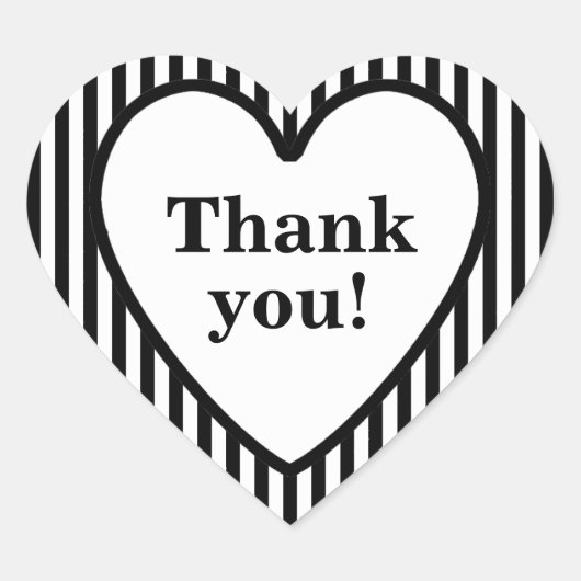Thank You - Geometric Black/White ストライプ Pattern ハートシール (正面)