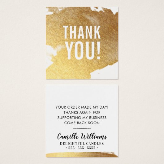 THANK YOU glamorous豪華な金ゴールドフォイルフェイクスプラッシュ (正面&裏面)
