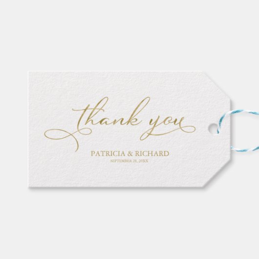 Thank You - Gold Foil Script結婚式の引き出物ラベル ギフトタグ (正面(横))
