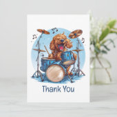Thank You Goldendoodle Dog Playing Drums サンキューカード (スタンド正面)