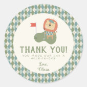 Thank you Golf Baby Shower A Little Putter Preppy ラウンドシール (正面)