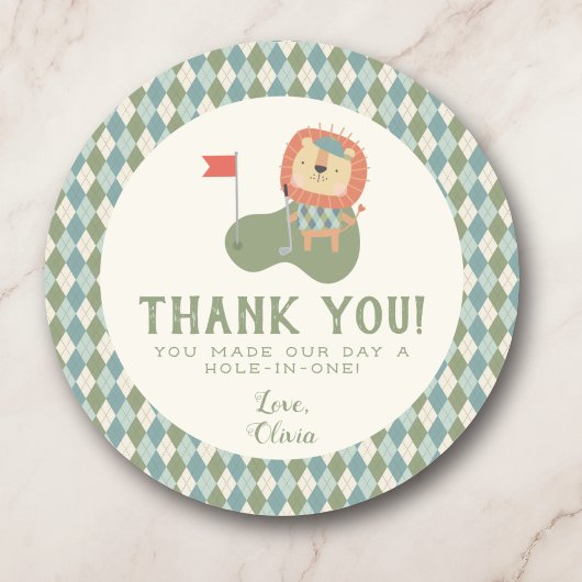 Thank you Golf Baby Shower A Little Putter Preppy ラウンドシール