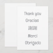 Thank you-Gracias-謝謝-Merci-Obrigado 無地 グレー サンキューカード (正面/裏面)