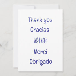 Thank you-Gracias-謝謝-Merci-Obrigado Blank blue サンキューカード