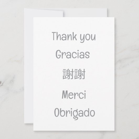 Thank you-Gracias-謝謝-Merci-Obrigado Blank grey サンキューカード (正面)