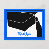 Thank You Grad Cap Blue and Black ポストカード (正面)