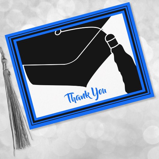 Thank You Grad Cap Blue and Black ポストカード
