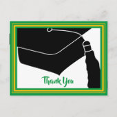 Thank You Grad Cap Green and金ゴールド ポストカード (正面)