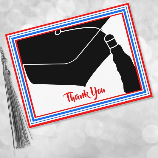Thank You Grad Cap Red White and Blue ポストカード