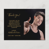Thank You Graduateブラック金ゴールド写真 ポストカード (正面)