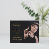 Thank You Graduateブラック金ゴールド写真 ポストカード (スタンド正面)