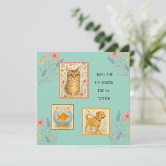 Thank you Gratitude Playful Petsitter Appreciation カード (スタンド正面)