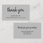 Thank You Gray |ミニマルモダンリスト手書き 割引カード (正面/裏面)