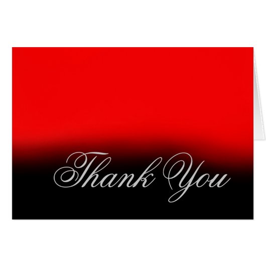 Thank You Gray Red Black Script Greeting Card (正面横)