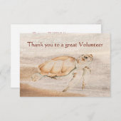 Thank you Great Volunteer Fun Turtle Animal サンキューカード (正面/裏面)