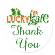 Thank You Green Lovebirds Wedding Stickers