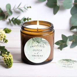 Thank You Green Tropical Wedding Favor ラウンドシール