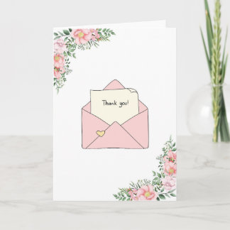 Thank You Greeting Card in an Envelope with Floral カード