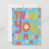 THANK YOU Groovyデイジーバブル文字ツリーなし カード (正面)